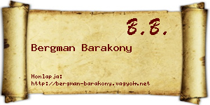 Bergman Barakony névjegykártya